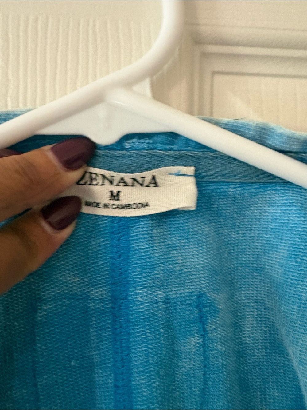 Zenana sky Blue Button-Front Henley Tank acid washed coloring medium - Picture 2 of 5